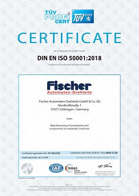 Fischer Automaten-Drehteile - ISO-Zertifikat 50001-english