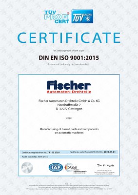 Fischer Automaten-Drehteile - ISO-Zertifikat 9001-english